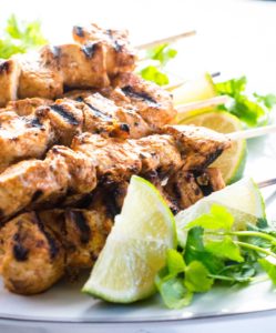 Chipotle Lime Chicken Kabobs - easy, low-calorie and yummy. Who doesn't like food on a stick?