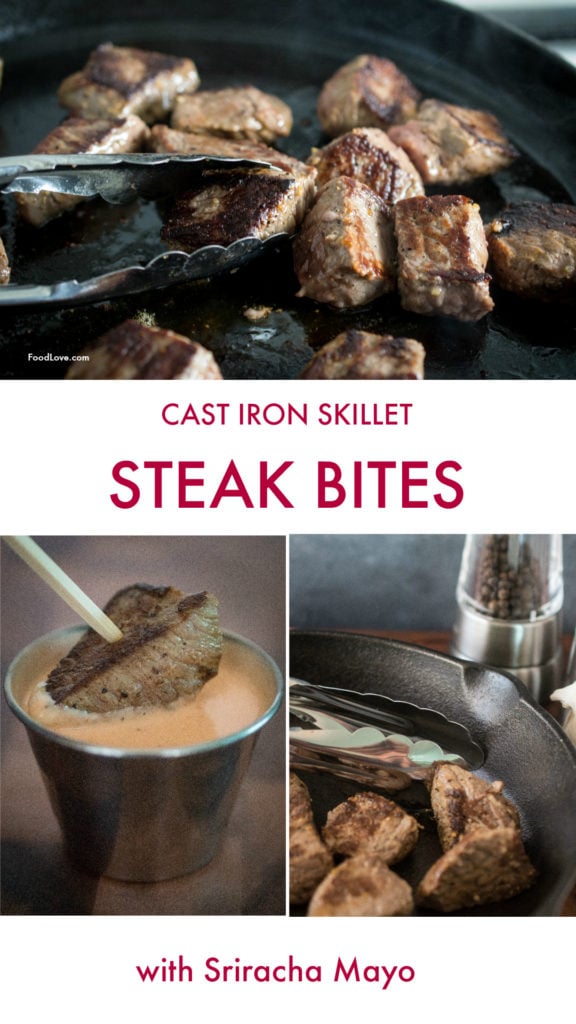 Cast Iron Skillet Steak Bites with Sriracha Mayo