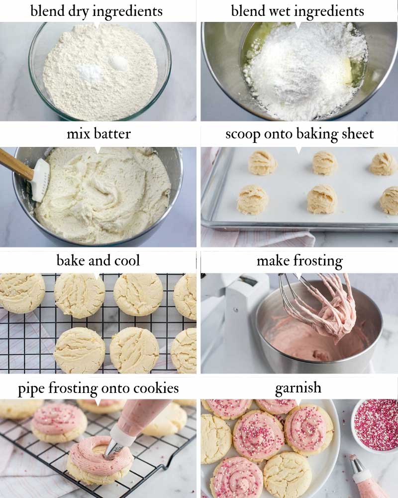 step by step Amish Sugar Cookies with Strawberry Cream Cheese Frosting