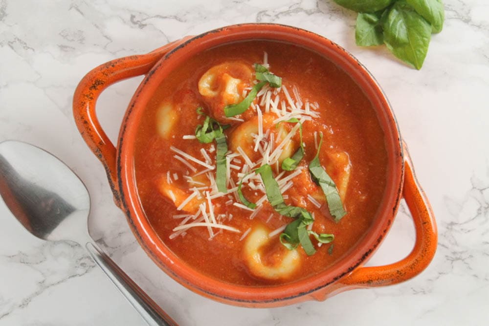 One Pot Tortellini and Tomato Soup