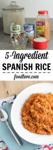 This quick and easy Spanish Rice is a perfect side dish for any Mexican or Spanish dinner. Made with only 5 (or 6) ingredients, it's simple and delicious.