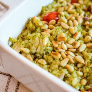 Pesto Rice with Chicken, Tomatoes and Pine Nuts
