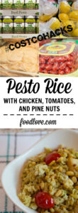 Pesto Rice with Chicken, Tomatoes and Pine Nuts is a 6-ingredient #costcohacks recipe you can make in only 30 minutes. Easy, healthy and ultra-tasty!