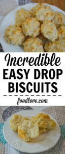 These ultra easy drop biscuits are crisp on the outside, tender and flaky on the inside. Made with simple pantry ingredients in less than 20 minutes!