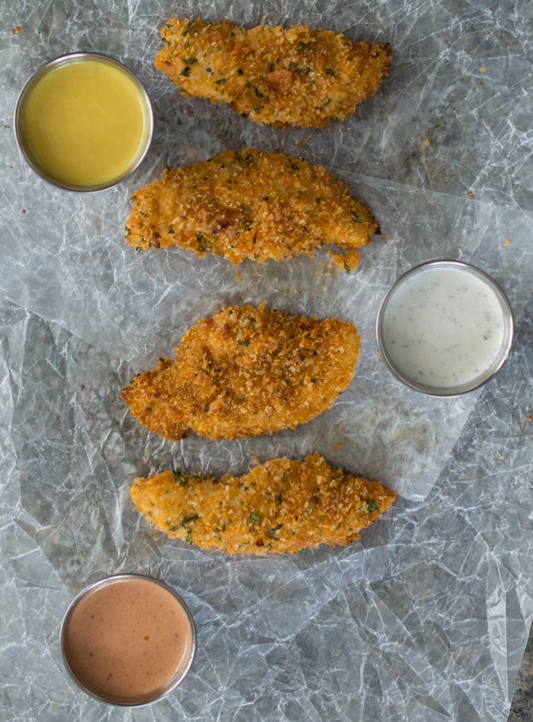 oven fried chicken fingers with crumb coating