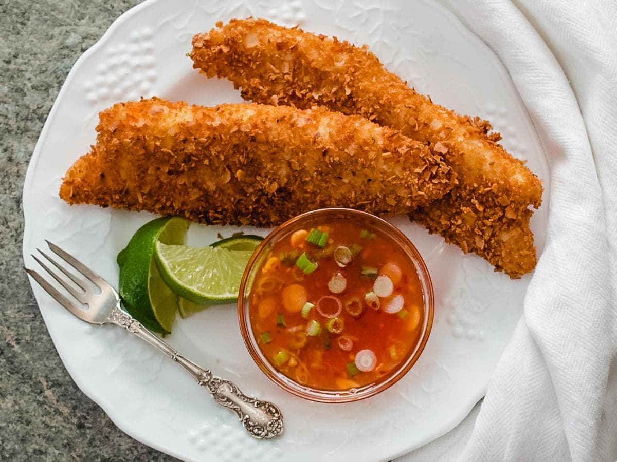 Coconut Tilapia with Chili-Lime Dipping Sauce