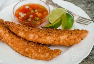 Coconut Tilapia with Chili-Lime Dipping Sauce