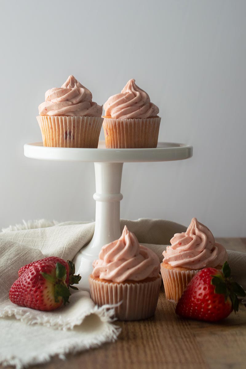 Fresh Strawberry Cupcakes with Strawberry Buttercream