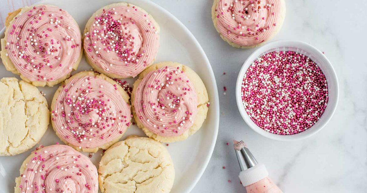 Amish Sugar Cookies with Strawberry Cream Cheese Frosting