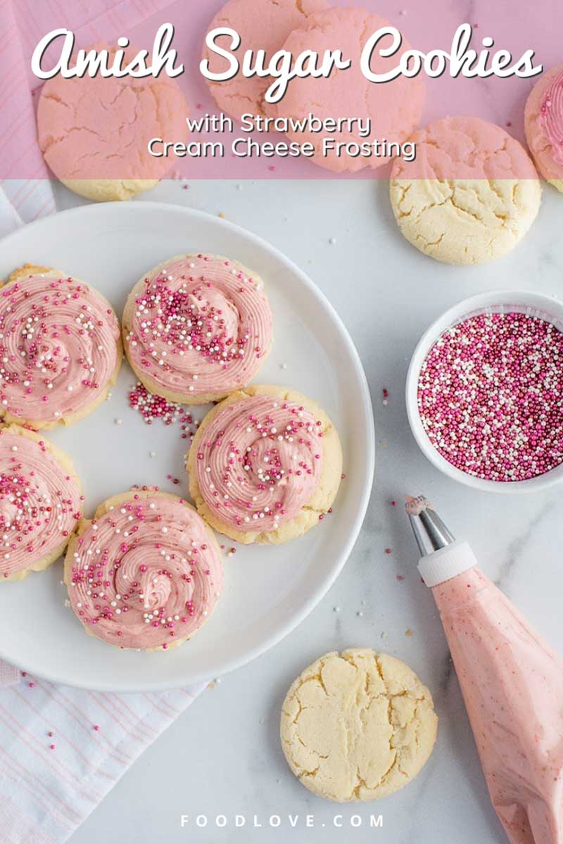 Amish Sugar Cookies with Strawberry Cream Cheese Frosting | FoodLove.com