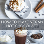 Pinterest button for vegan hot chocolate recipe